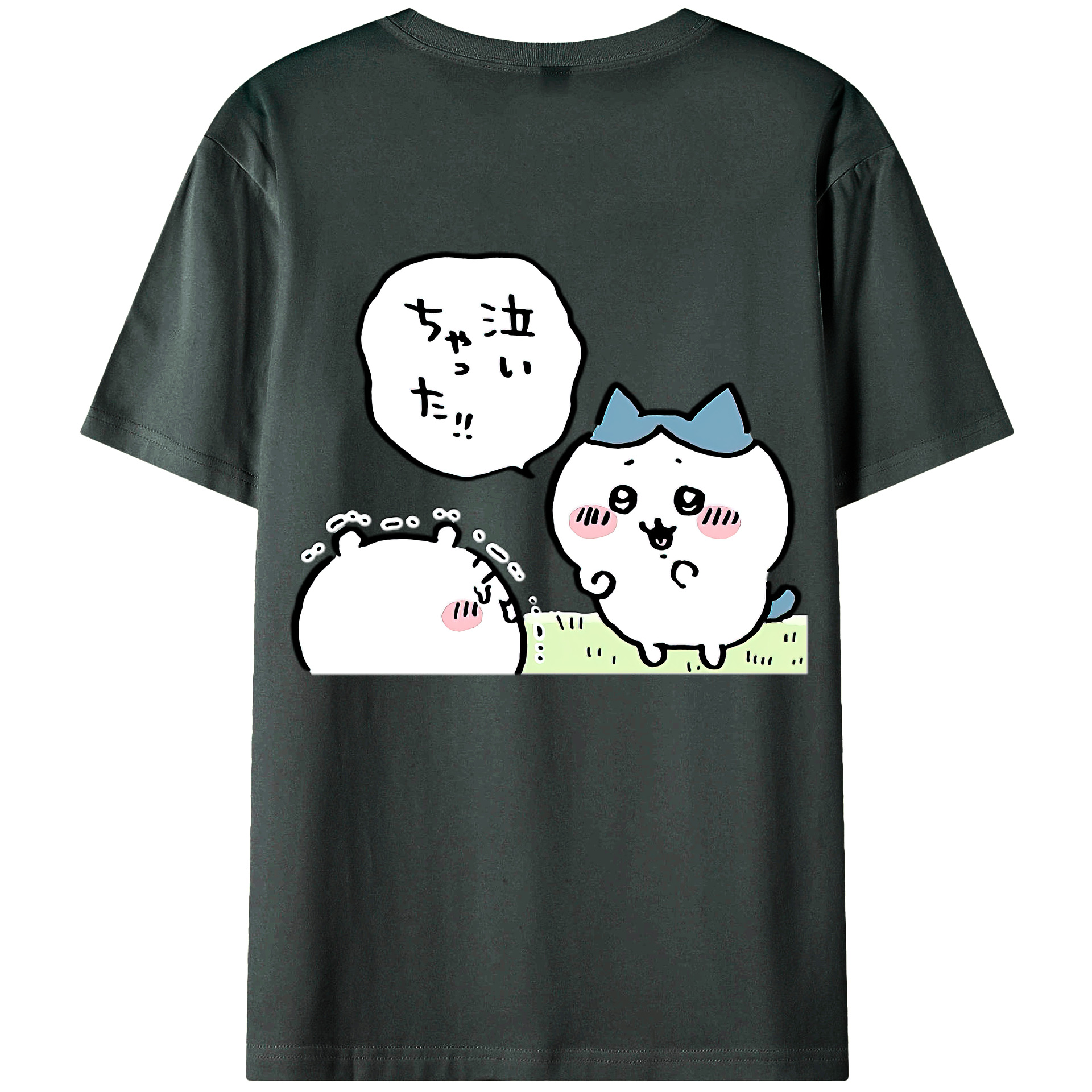 （画像用） ちいかわ ハチワレ Chii-kawa hachiware 綿100％ メンズ半袖Tシャツ（バックプリント） 通気性